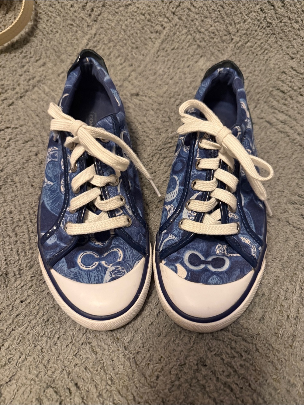 Coach Lady Blue Logo Canvas Sneakers with White Accents